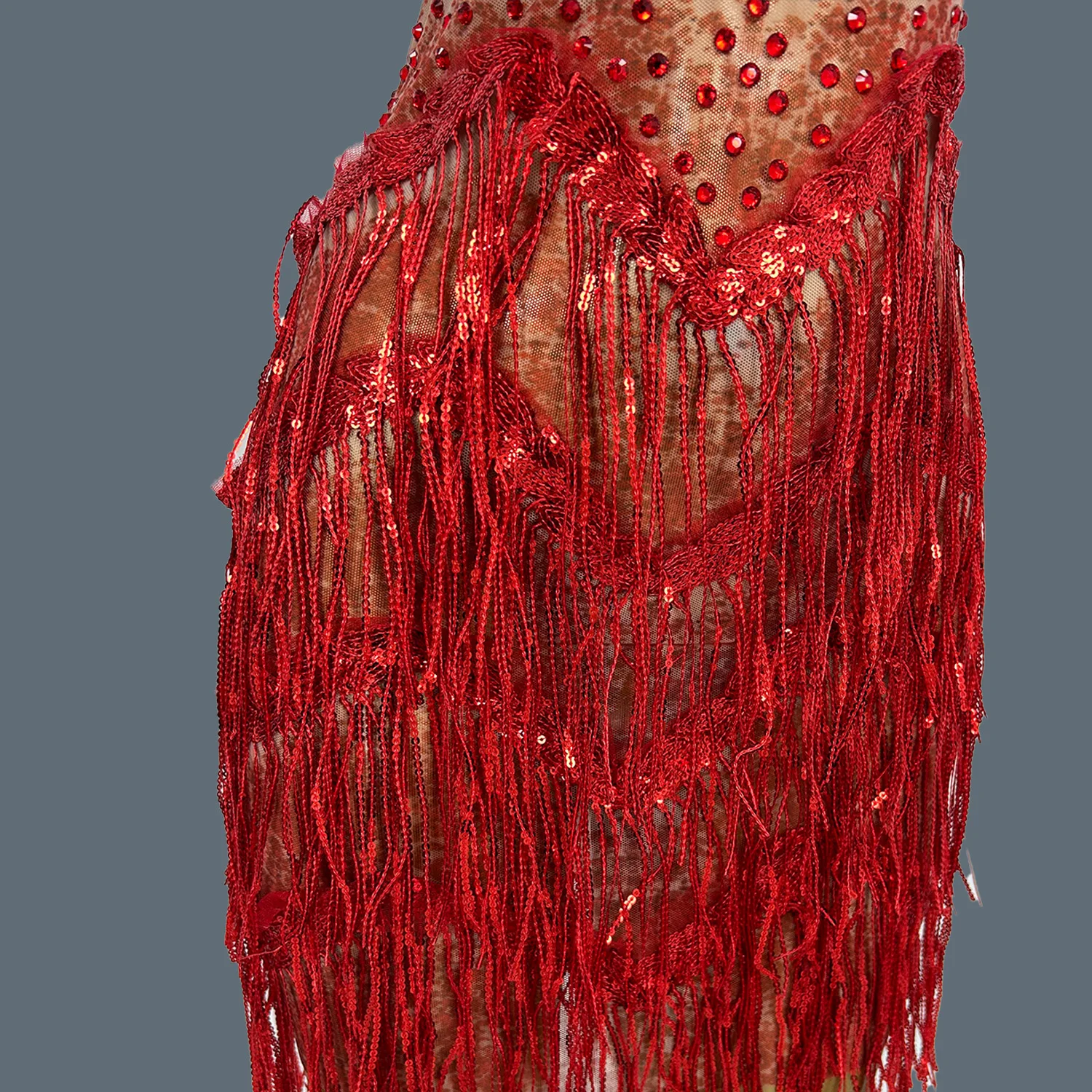 Błyszcząca Sukienka Mini z Frędzlami z Cyrkonii, Seksowna Przezroczysta Siateczka, Strój na Urodziny dla Kobiet, na Imprezę, na Występ Tańca Latynoamerykańskiego, Sanjiao