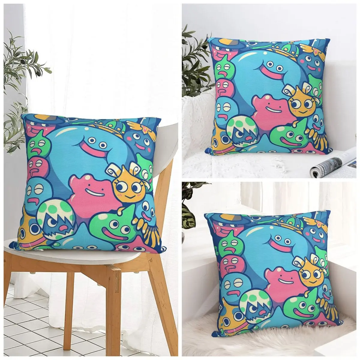Pillow Case D-Dragon Quest Slime Polyester Pillow Cover Novelty Cushion Cover Design Pillowcases For Chair Sofa Home Decoration