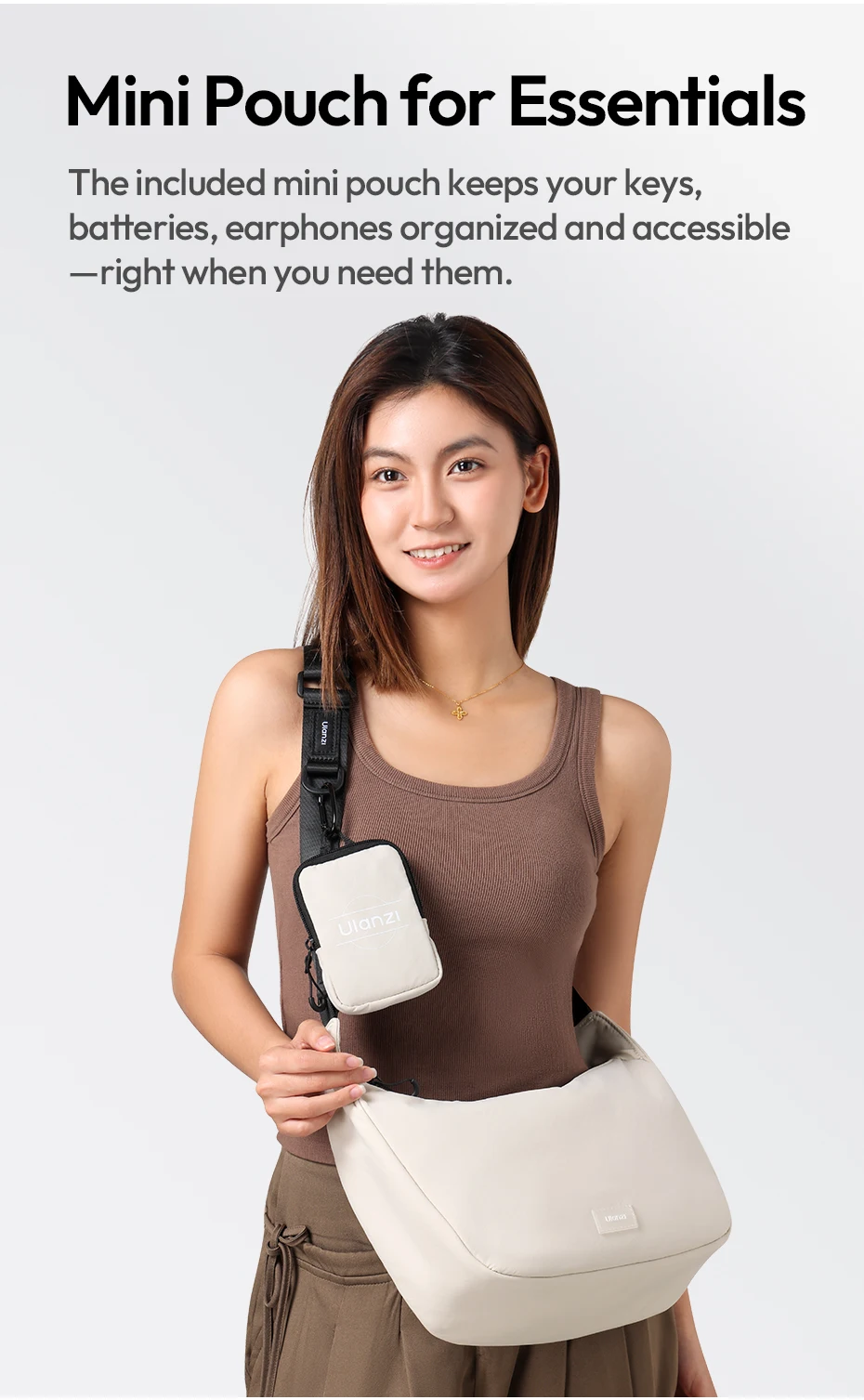 Ulanzi HMN1Lunar Sling Bag Reise-Schultertasche mit Trennwand, verstellbarer Riemen, Umhängetasche für Straßenfotografie, tägliches Pendeln – Detail 11