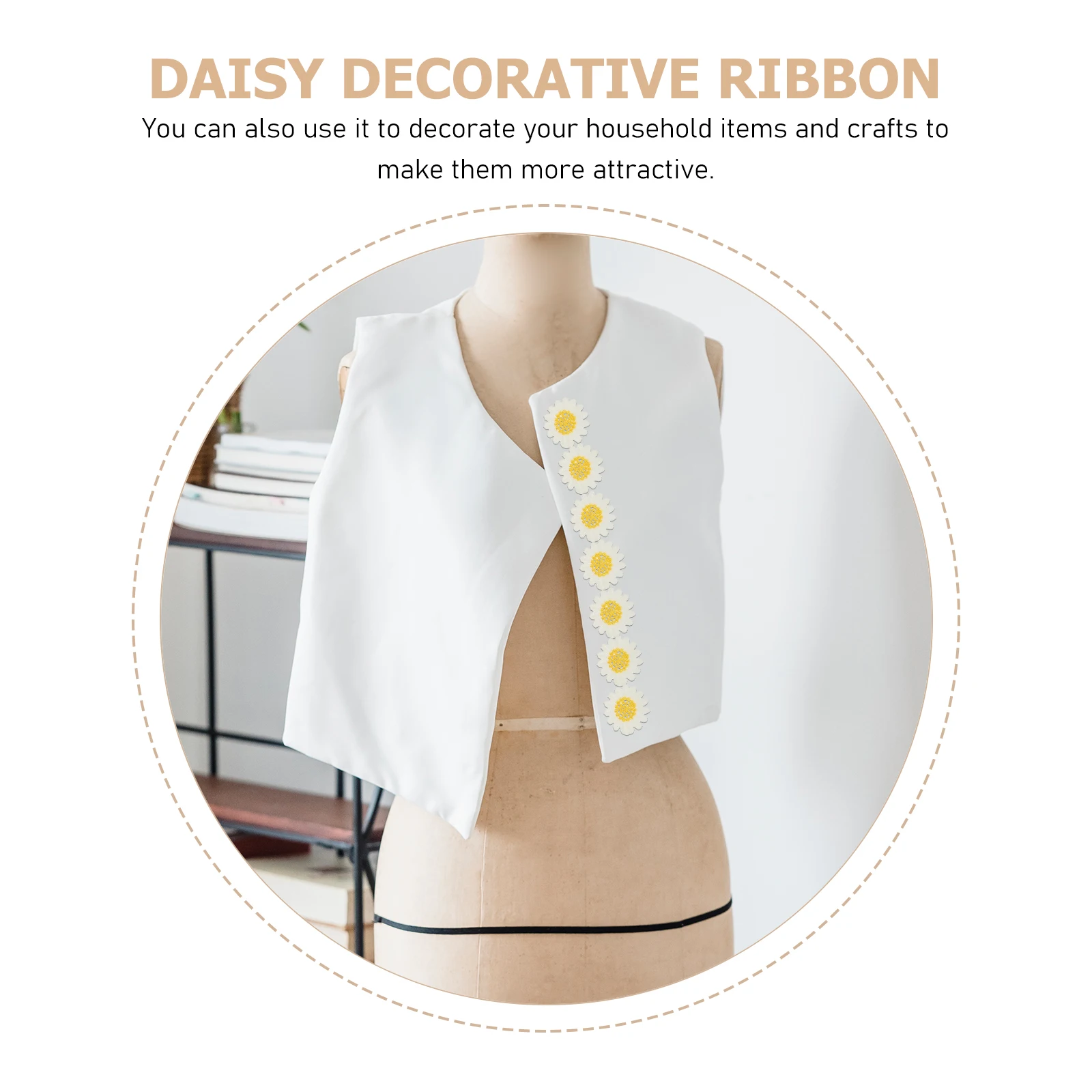 

15 Yard Daisy Embroidery Trim Ribbon 3.5Cm Wide Flower Decorative Craft For Skirts Wedding Applique Garment Accessories Clothing