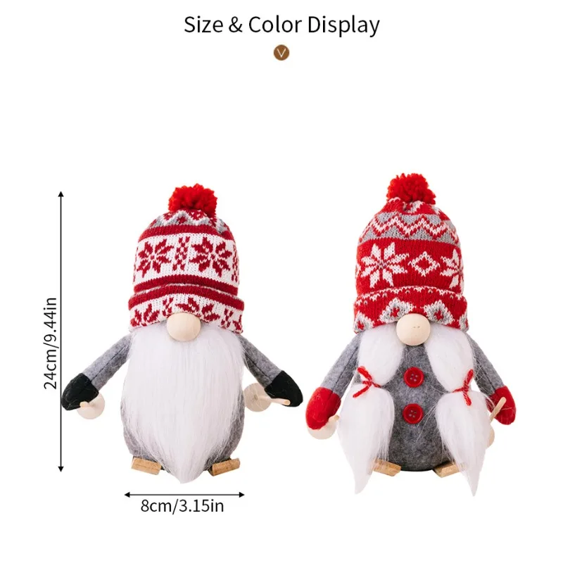 Gnomo natalizio in stile nordico, ornamento carino, bambola senza volto, palla di pelo, cappello lavorato a maglia, design con bambola a slitta nordica, nuova decorazione nana
