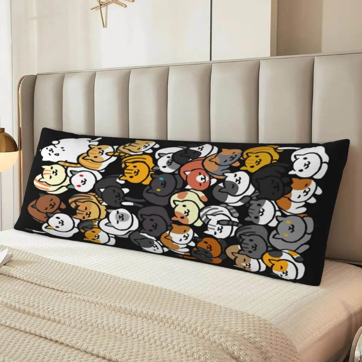 

Long Body Pillowcase Neko Atsume 20x60in Pillow Cover Bright Colors Personalized Gifts Customizable Patterns