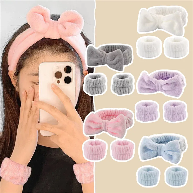 

Spa Headband Bow Hairband Women Facial Makeup Head Bands Soft Fabric Head-Wraps for Shower Washing Face Hair Accessories
