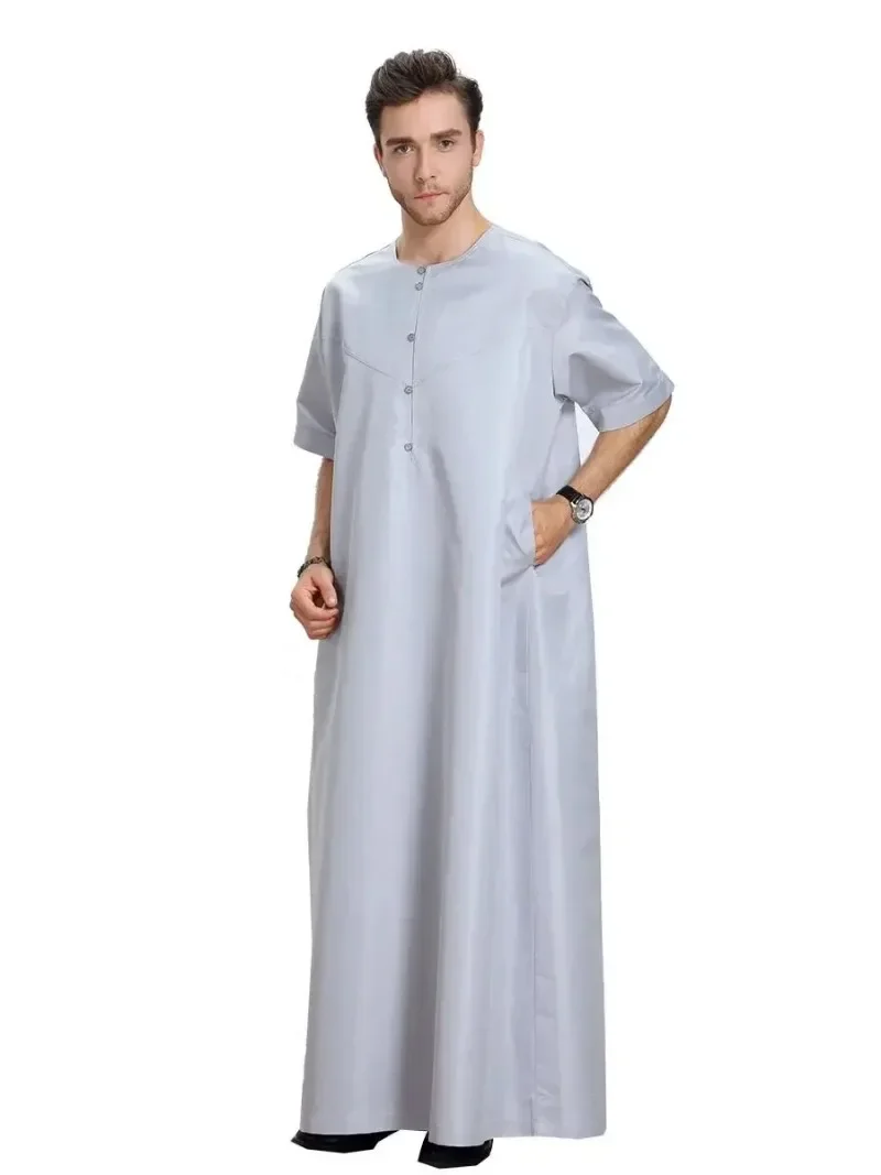 Muslim Robe Arab Men Thobe Ramadan Costumes Solid Arabic Pakistan Saudi Arabia Eid Turkey Abaya Male National Islamic 2025