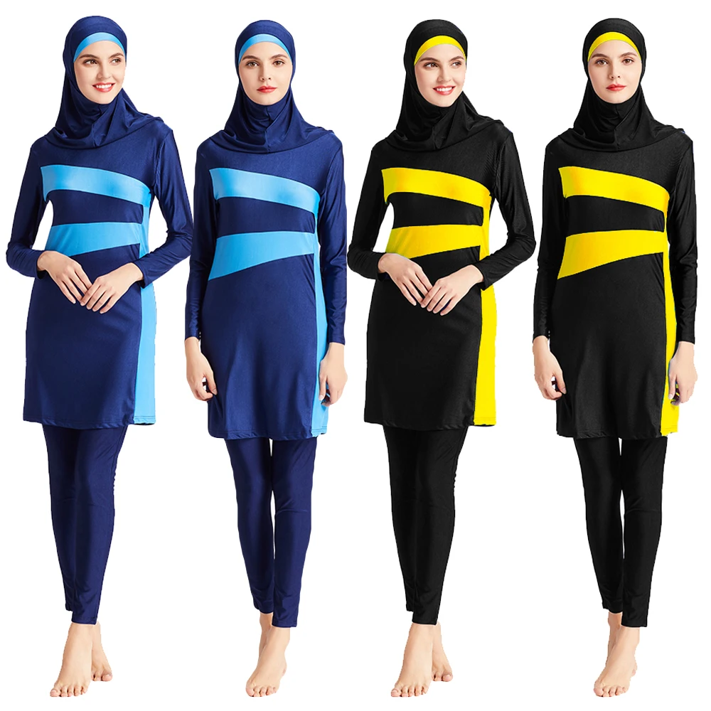 

Burkini Femme Musulmane Full Cover 3 Pieces Set Modest Burkinis Women Muslim Hijab Swimsuit Full Cover Swimwear Bathing Suit 3PC