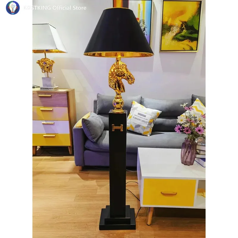 

Прикроватные светильники, французские высококачественные ретро торшеры с головой лошади для гостиной, спальни, роскошные романтические европейские светильники