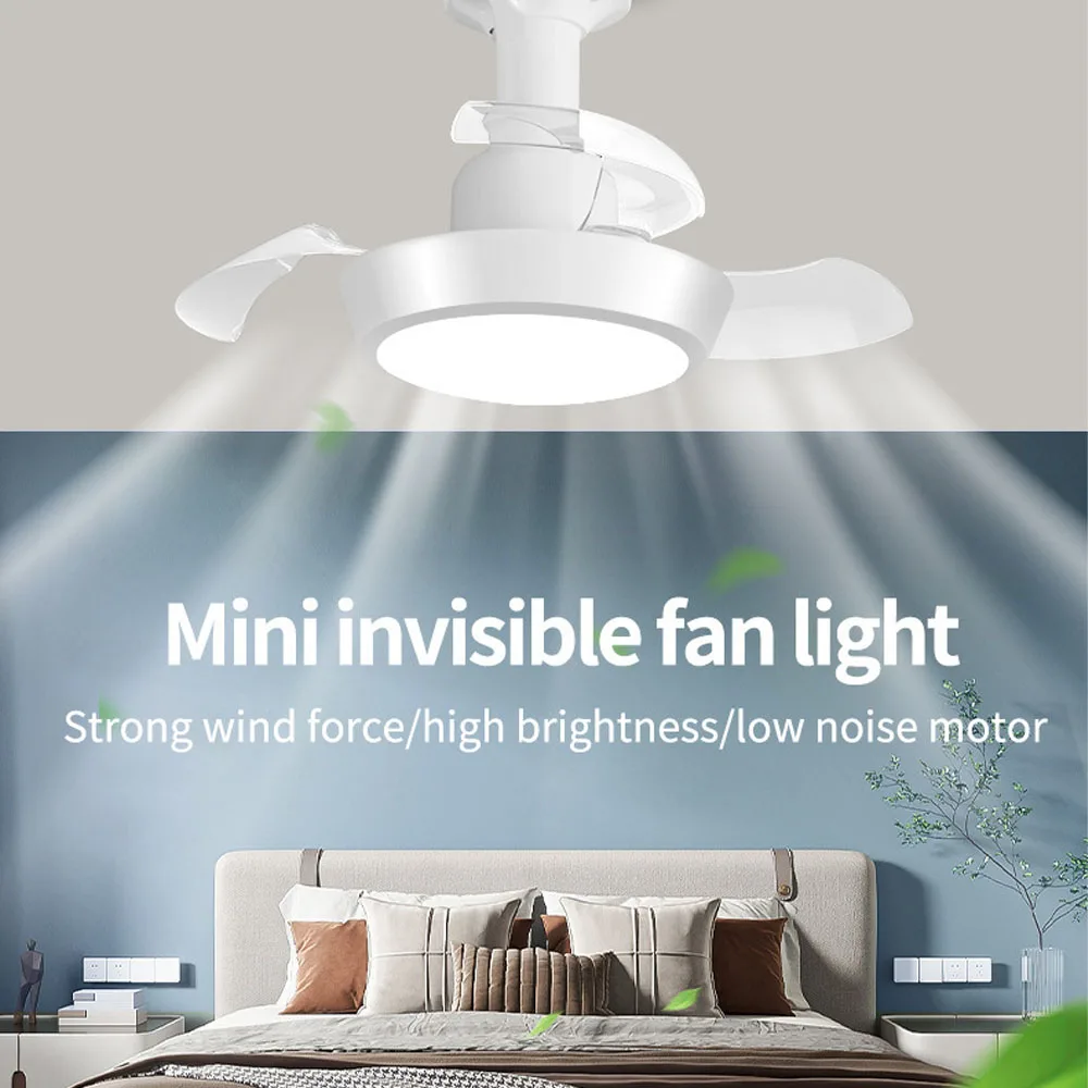 

16.5“ Retractable Ceiling Fan with Light, Slim Fandelier Ceiling Fans with Remote, Timed & 3-Speed Wind for Bedroom Living Room