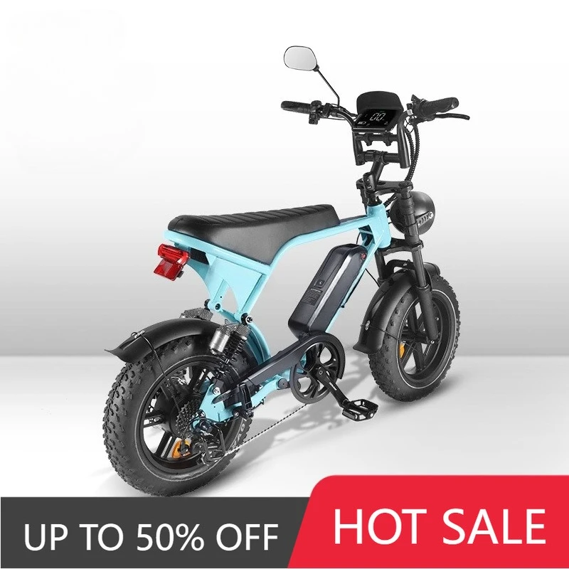 QQA V8 Mini Electric Bike 250W/500W Brushless Motor, Super Wide Tire Bike 36V 10.5AH Lithium Battery 7 Speed Electric Bike OUXI