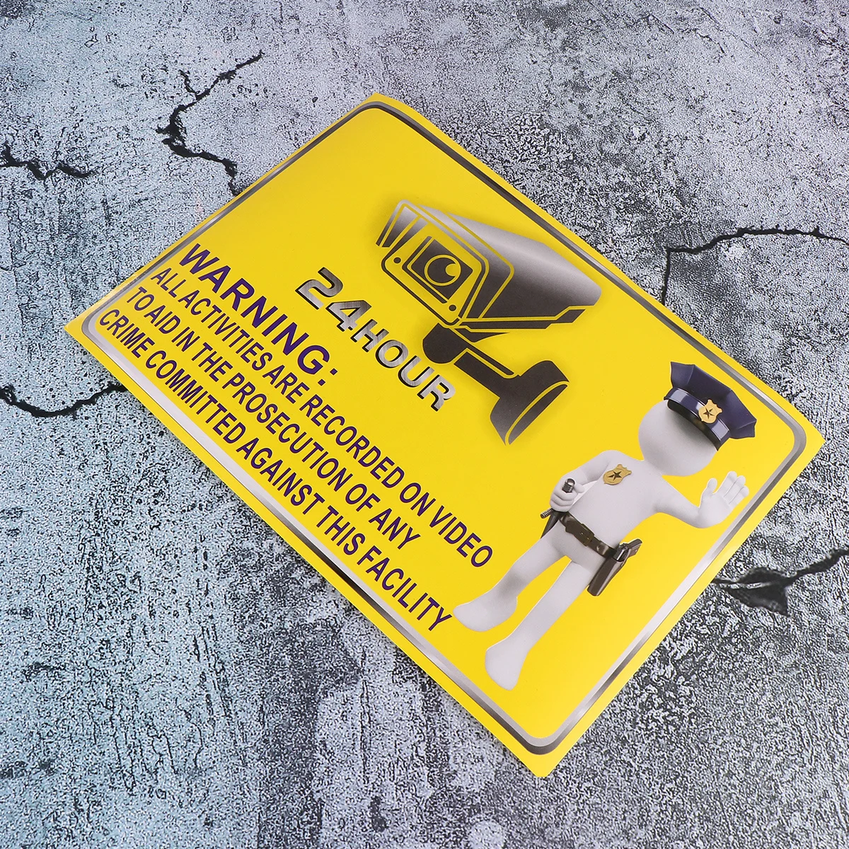 5Pcs Monitor Warning Sticker Signs Extra Thick Self-Adhesive Decals for Car Walls Shops Office Windows Durable Yellow