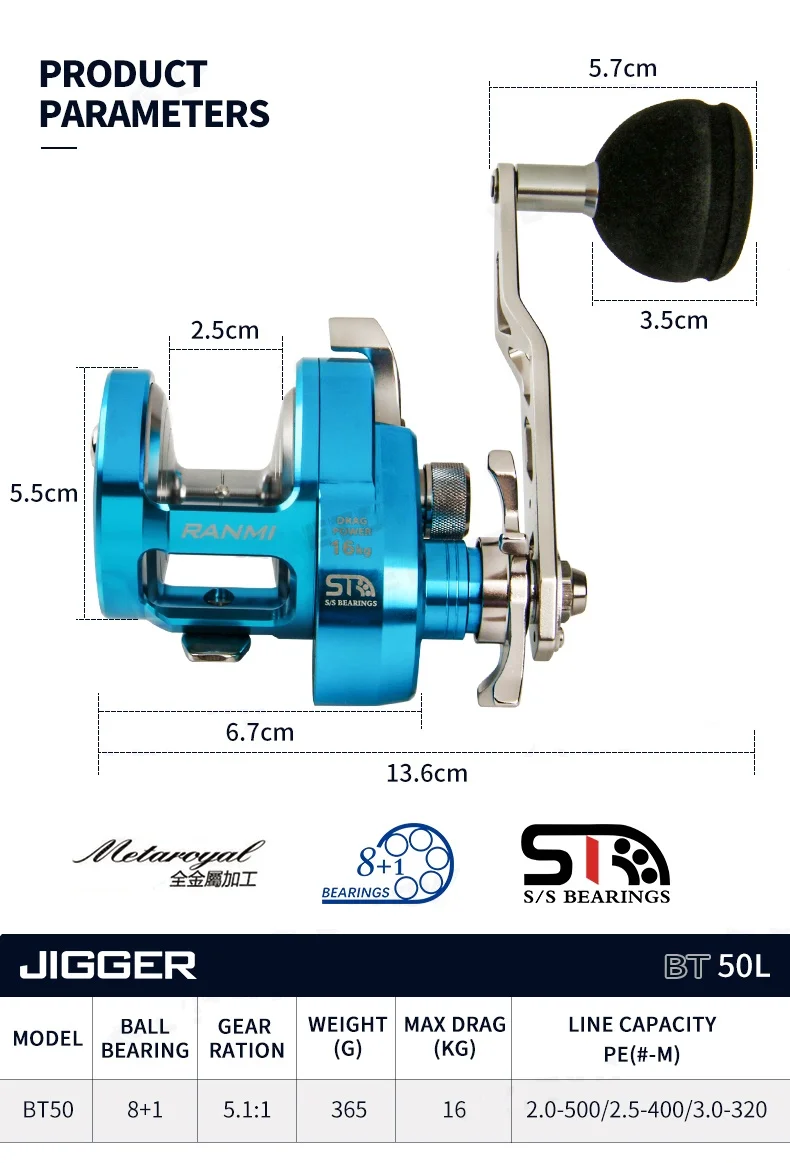 new arrival Original 2024 fishing reels jigging Max Drag 16KG 8+1BB sea fishing rods and reel for all metal