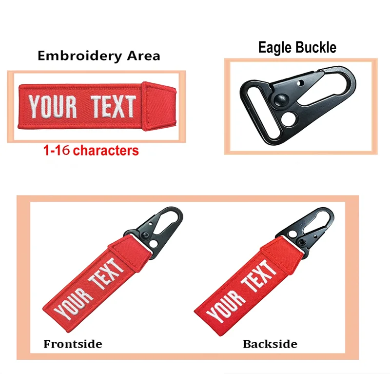 Customized Keychain Embroidery Motorcycle Double-sided Personalized Climbing Club Your Text Luggage Tag