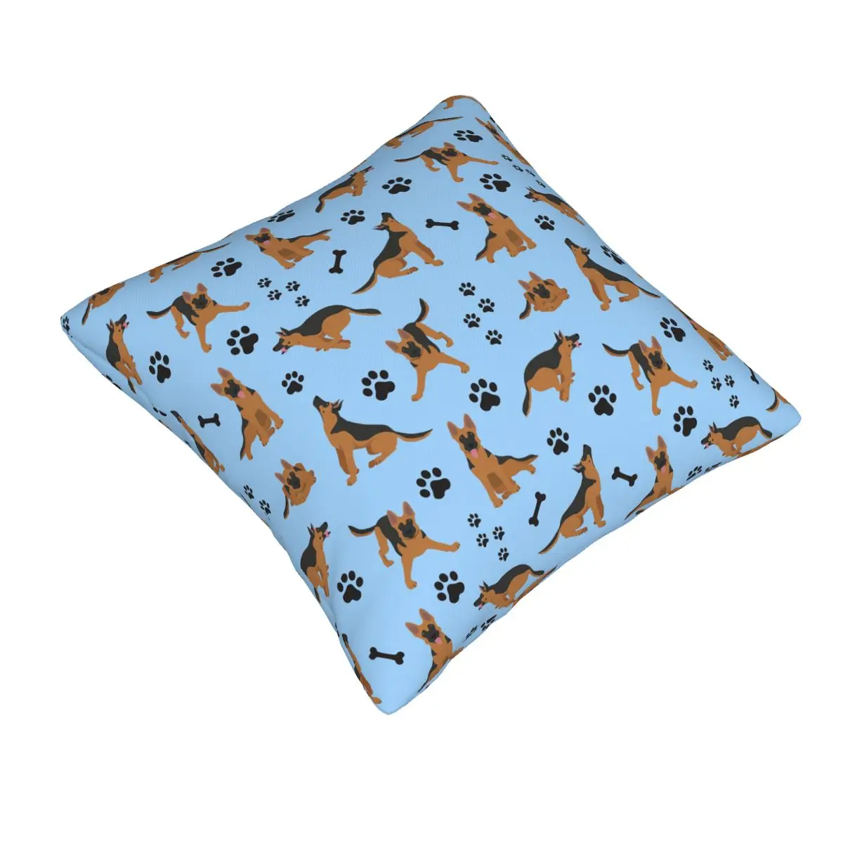 German Shepherd Pattern In Blue Square Pillowcase Pillow Cover Cushion Decor Comfort Throw Pillow for Home Sofa