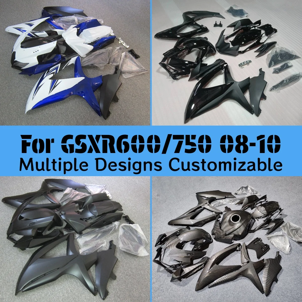 GSXR600/750 2008 2009 2010 Motorcycle Parts Fairings for GSXR 600 750 08 09 10  Aftermarket Fairing Panel Kit