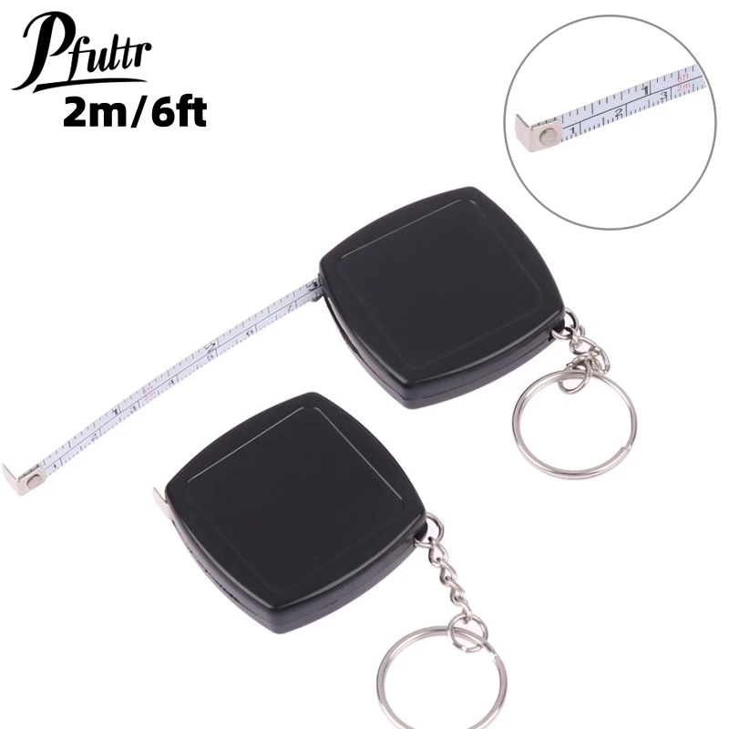 1Pcs Square 2m Tape Measure Retractable Gift Small Steel Ruler Key Chain Mini Steel Automatic Telescopic Measuring Tape