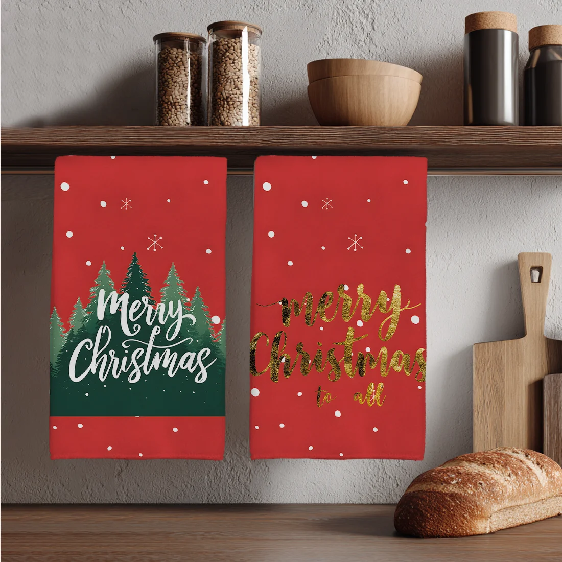 

2PCS Christmas Atmosphere Pine Trees Kitchen Towels Dish Towel Dish Cloths Dry Cloth for Kitchen Christmas Decor 40x60cm