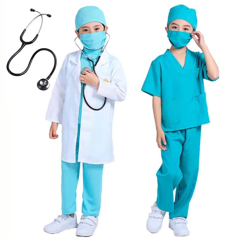 

Children's Doctor Nurse Cosplay Costume Kids Hospital Suit Surgical Uniform Boys Girls Halloween Carnival Fancy Party Wear 2-14Y