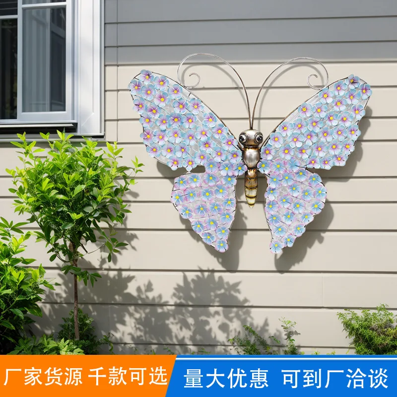 

Wrought iron new simple living room sofa background wall decoration wall hanging bedside geometric pendant butterfly