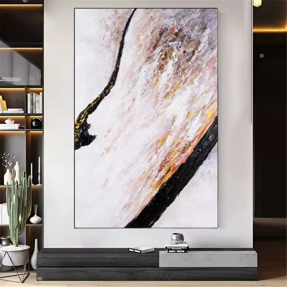 100% اليدوية النفط اللوحة مجردة ثلاثية الأبعاد الأصفر سميكة الملمس قماش لوحات صور فنية للجدران عمل فني لتزيين غرفة الطعام #2