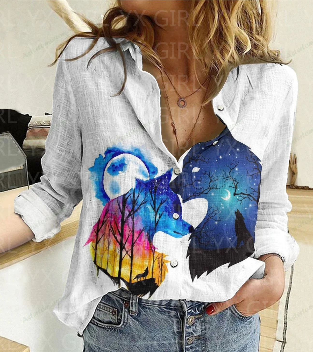 Рисунок 5 - Женская Повседневная рубашка с принтом подсолнуха