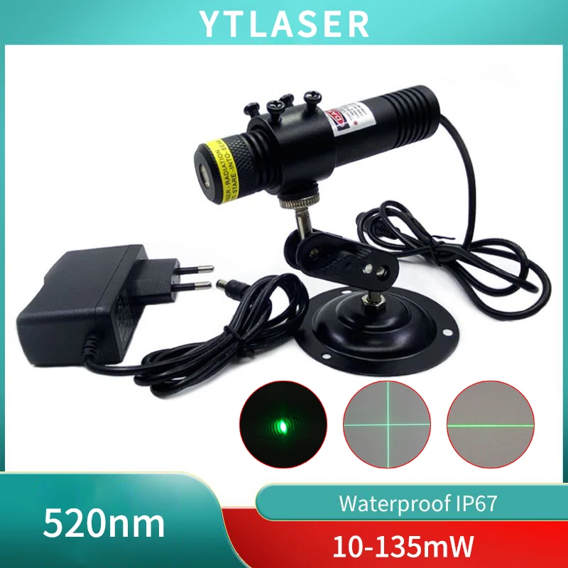 Waterproof IP67 Glass Lens D22X100mm 520nm Green Line 10mW 30mW 50mW 80mW 135mW Laser Module for Woodworking Cutting Positioning