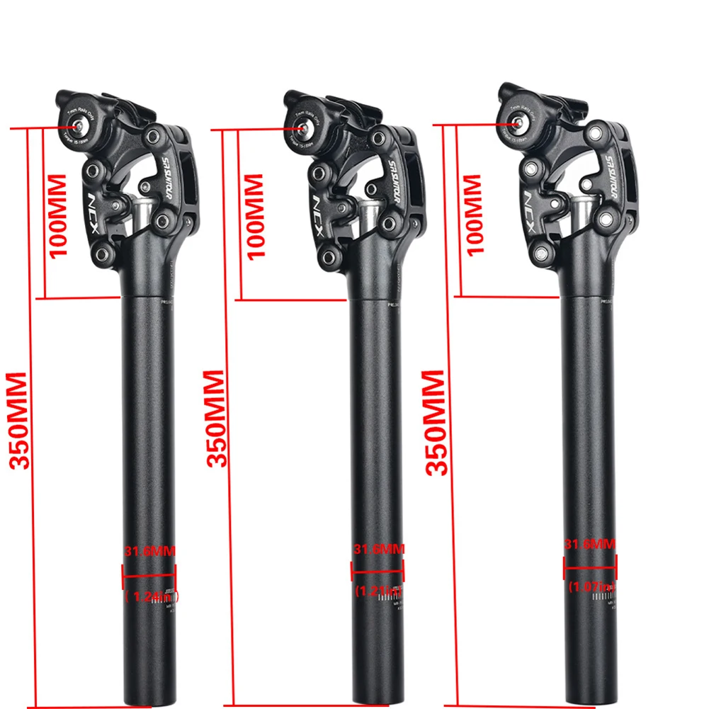 

Bike Suspension Travel Seatpost 350mm*27.2/30.9/31.6mm Shockproof MTB Seat Post Tube