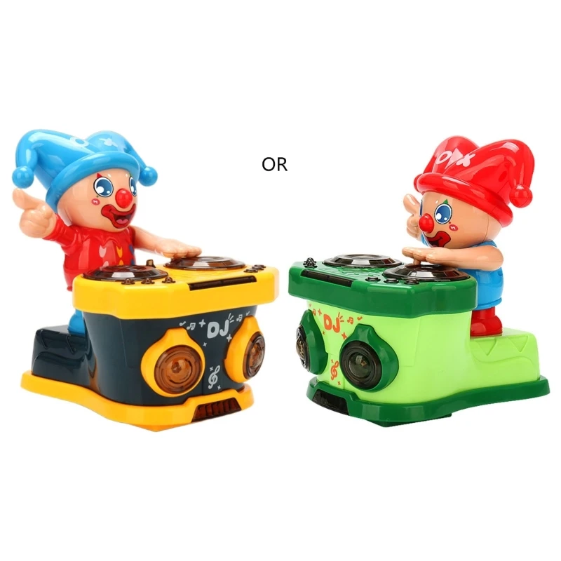 B2EB Rocking DJ Clown Toy for Child Cartoon Music Light Up DJ Clown Play Vehicle Kids Interaction Learning Toy Birthday Gift