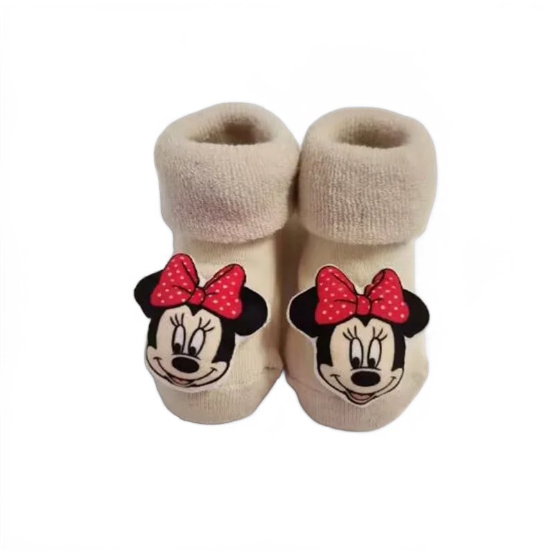 Winter Baby Girls Socks Newborn Mickey Minnie Baby Socks Infant Baby Boy Socks Anti Slip Soft keep warm Floor Sock Shoes