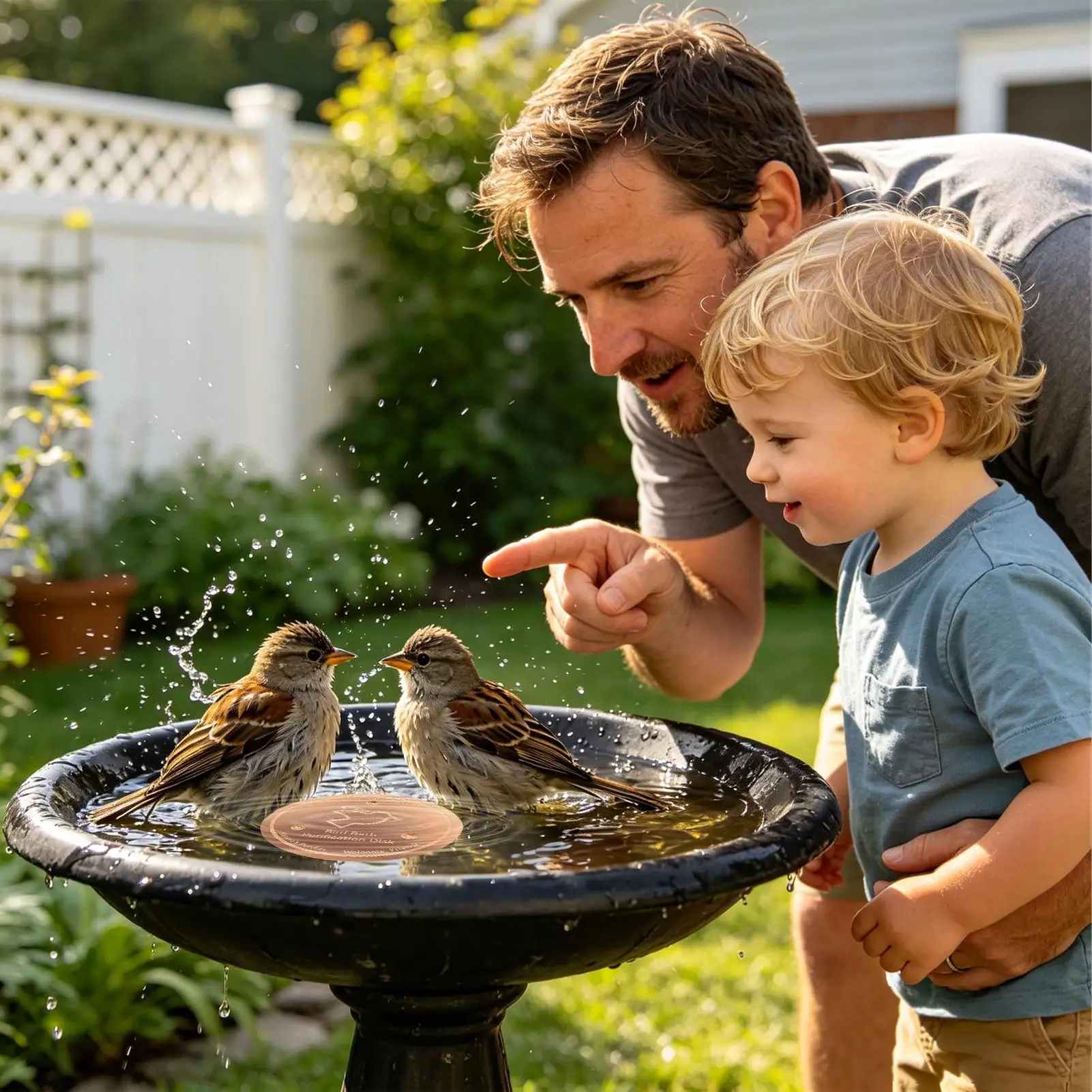 Copper For Bird Bath Safe Purification Plate With Triple-Point Support Bird Bath Copper Plate For Backyard Watching Garden Park view 4