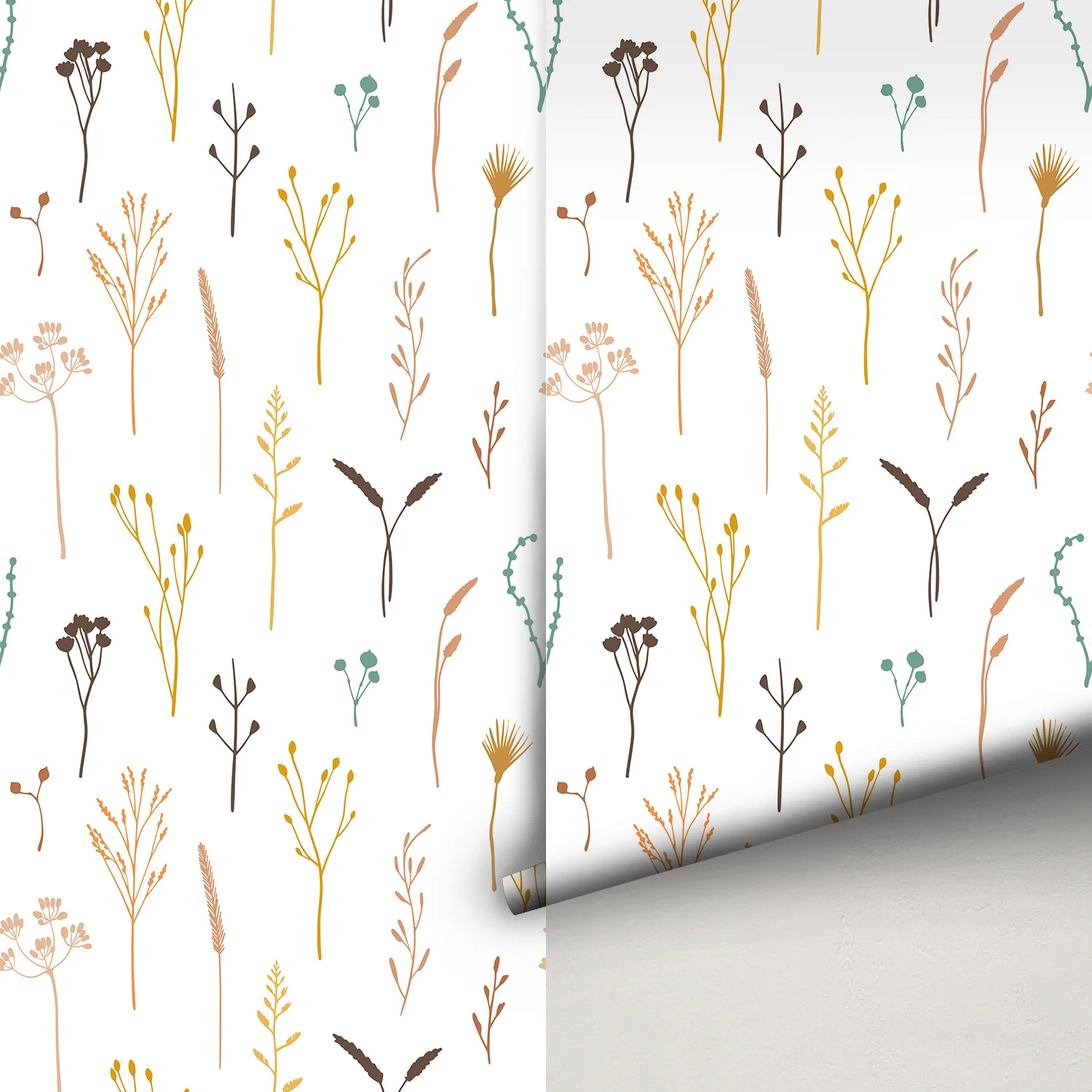 Wildflowers Floral Peel and Stick Wallpaper Self Adhesive Removable Plants Botanical Wall Paper for Bedroom Cabinet Renter