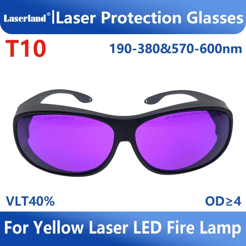 T10 190nm-380nm 570nm-600nm UV Yellow Laser Lighting Safety Protection Glasses OD4+