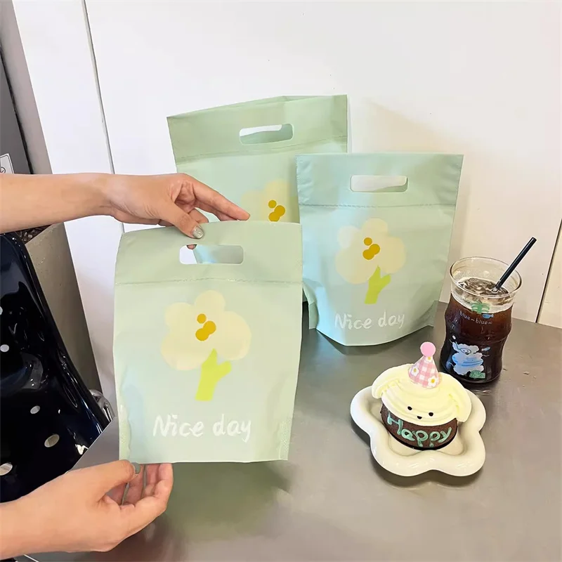 StoBag Custom Logo Brown Green Frosted Tote Bag Shopping Shoulder Plastic Clothes Package Pouch Handbag Portable (Extra Fee)