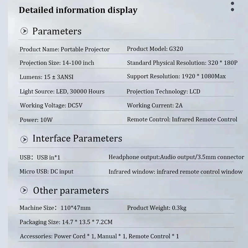 어린이용 미니 LED 프로젝터 비디오 비머, 지지대 1080P, USB 동기화 스크린, 스마트폰, 홈 시어터, PK YT200, 사용하기 쉬운 A, G320