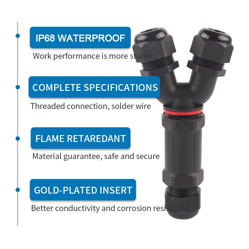 IP68 M20/M25 Waterproof Connector I/Y/T Shape LED Lighting Outdoor Sealed Wire Connector 2/3/4/5 Pin Screw Terminal Adapter
