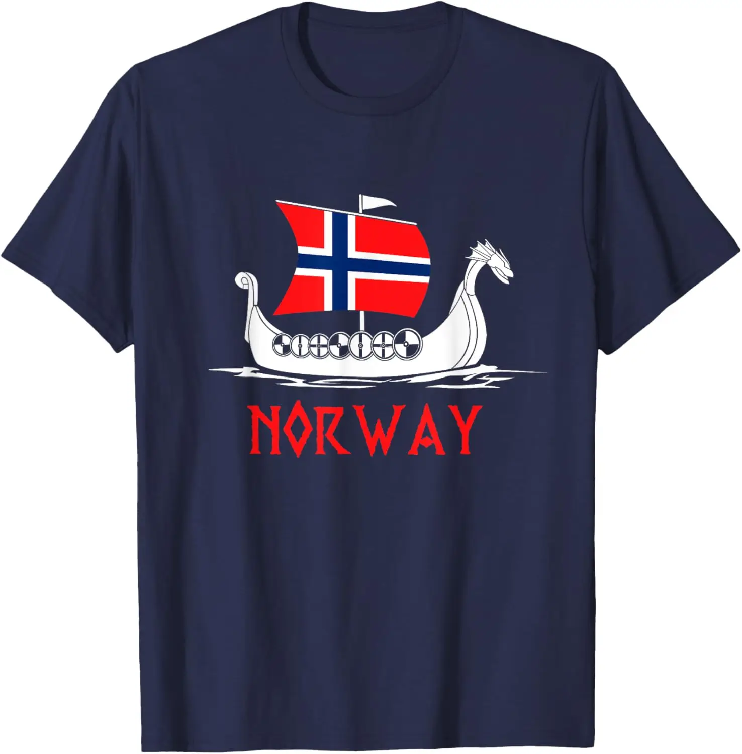 Boat Norwegian Flag Norway Viking Ship Norway T-Shirt Unisex Cotton Short Sleeve Streetwear Vintage T Shirt