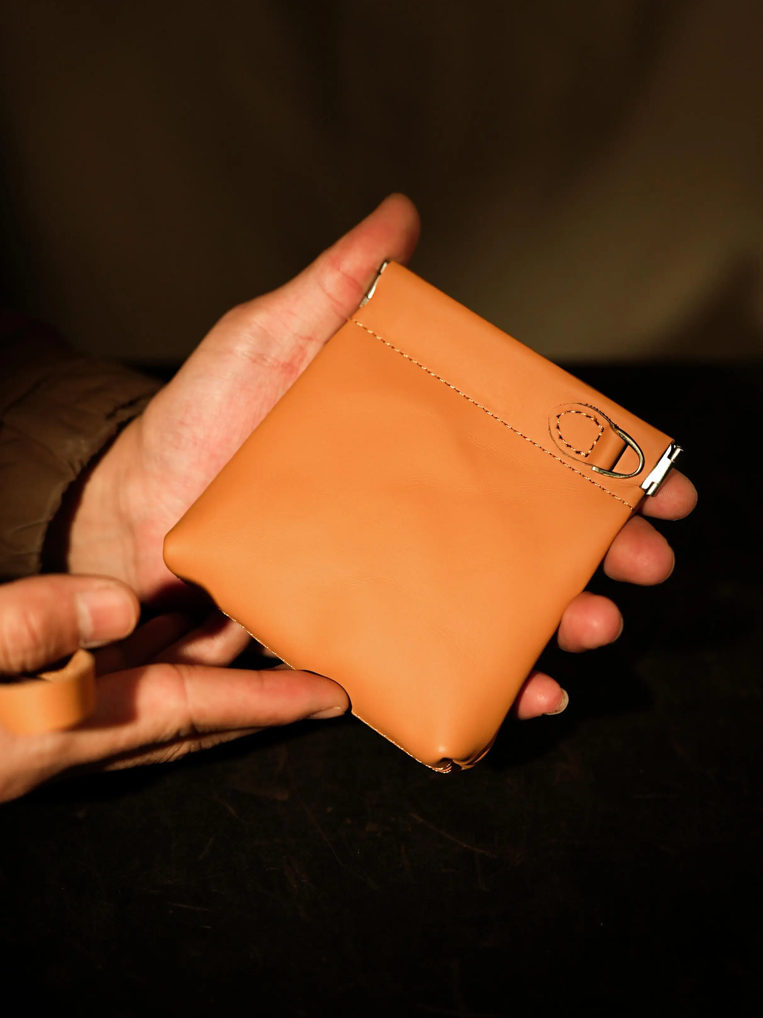 Handmade vegetable-tanned cowhide coin purse mini coin pouch lipstick holder key pouch