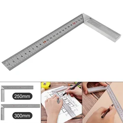 Ferramenta De Regra De Medição De Ângulo Reto De Aço Inoxidável, Régua Quadrada De Liga De Alumínio, 90 Alça Espessada, 250mm, 300mm