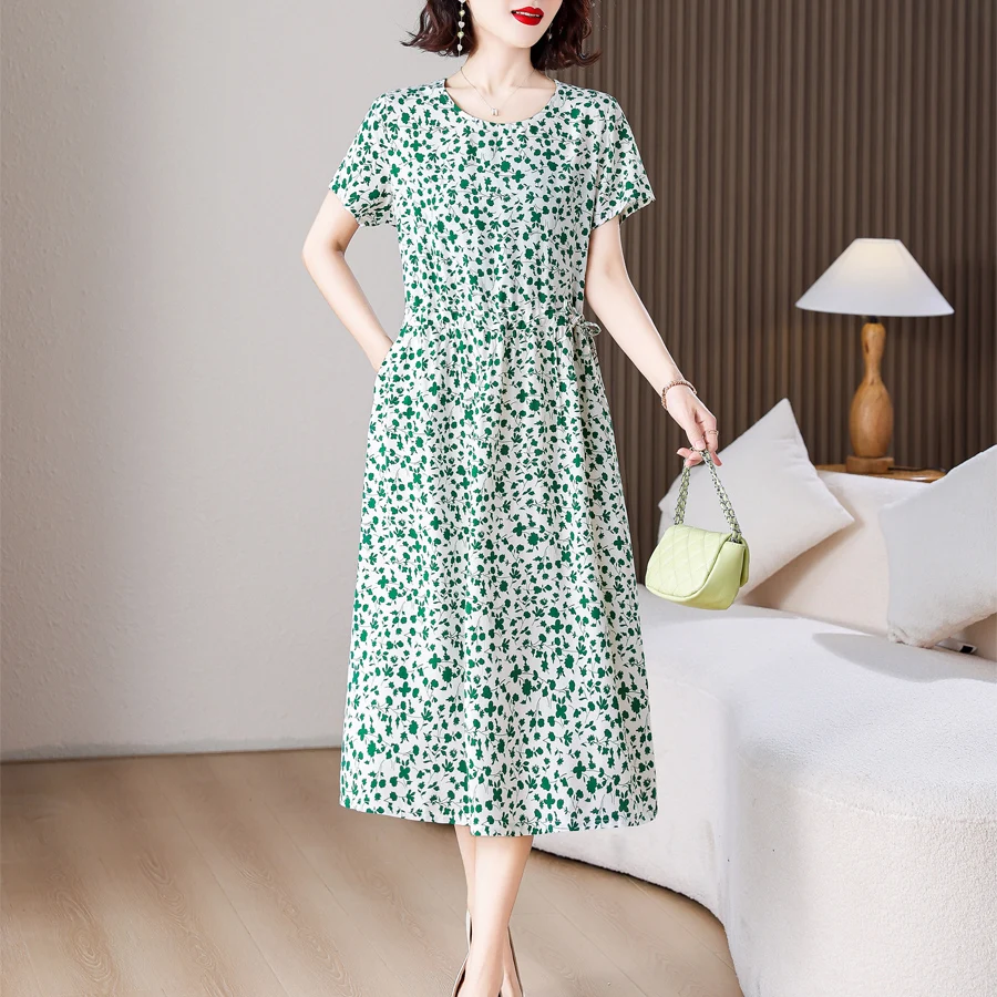 Maxi vestido Floral sin espalda para mujer, talla grande, bohemio, elegante, dobladillo grande, manga corta, ropa de verano