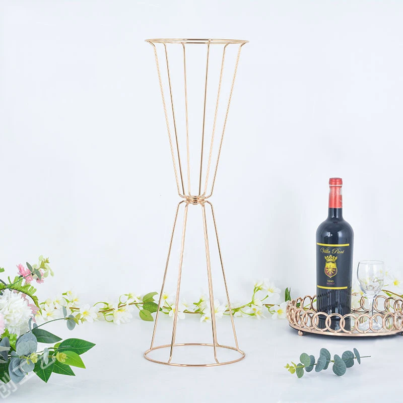 60cm Luxury Gold Flower Vases Home Flower Stands Metal Road Lead Wedding Centerpiece Flowers Rack For Event Party Decoration