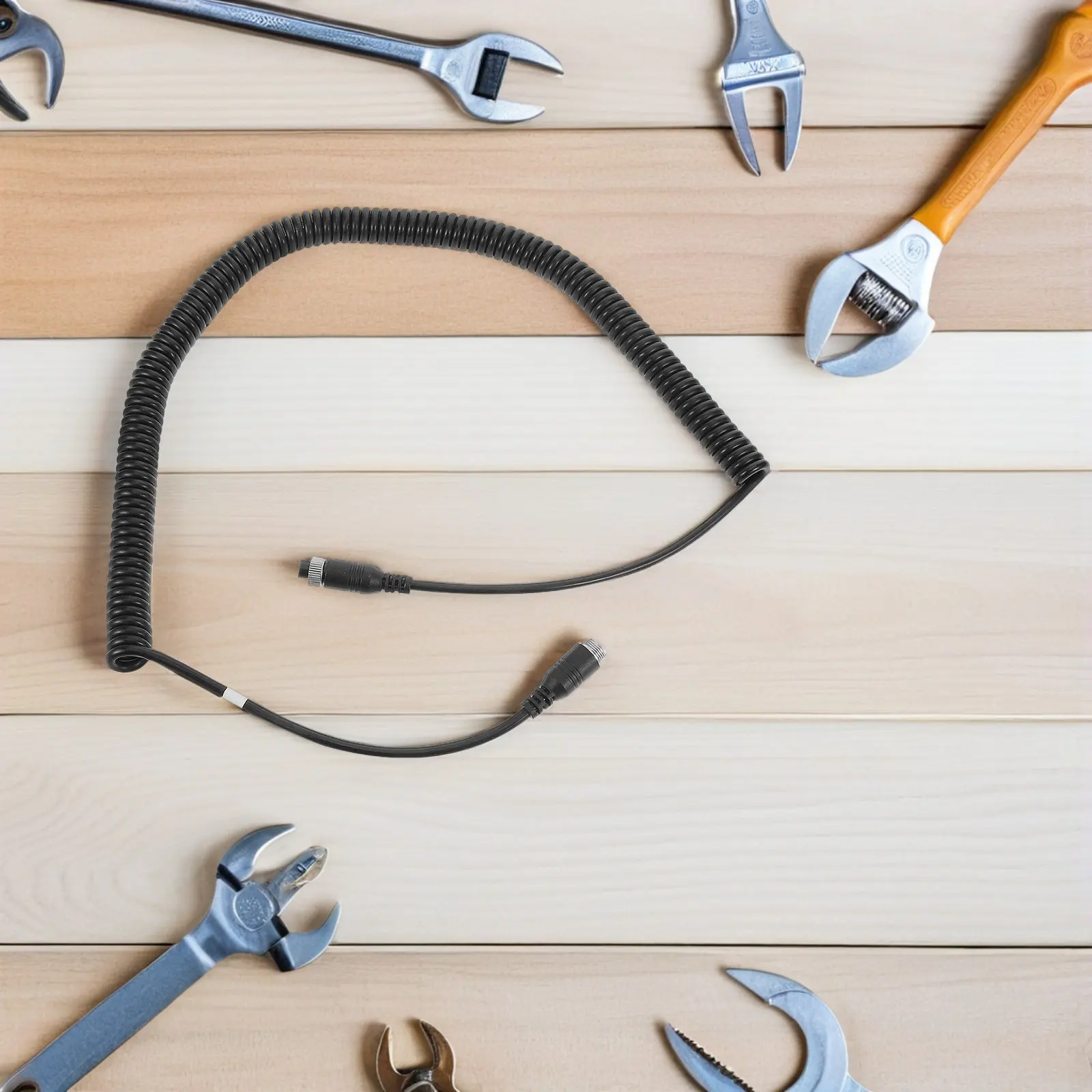 4 Pin 6M Retractable Spring Coiled Backup Camera Cable Rearview Dash Cam Extension Cord Reversing Recorder Cord Car Truck