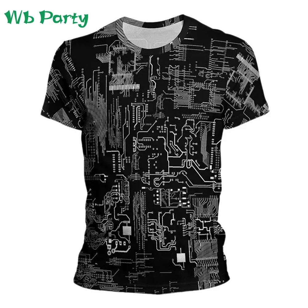 Circuit Board Print Mens Clothing Men T-Shirt Short Sleeve Tee Man T-Shirt Circuit Board Print Clothes Men Designer Clothes Men