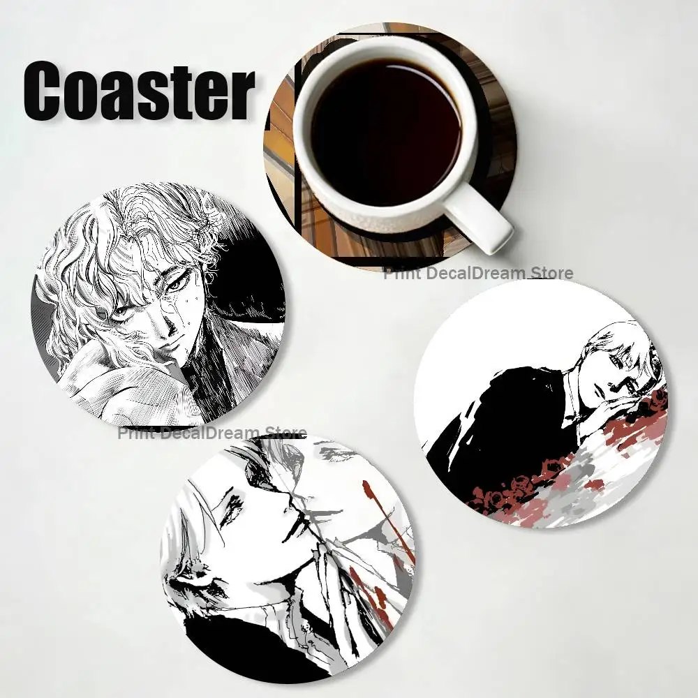 Anime M-Monster Manga Wood Coaster Set - Heat Resistant For Tea & Coffee, Home Cafe Decor Holiday Gift