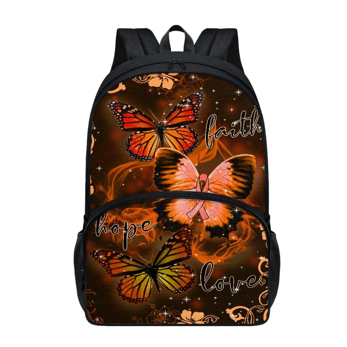 

FORUDESIGNS Pretty Butterfly Design Schoolbags Student Universal School Backpacks Double Zipper Waterproof Bookbags Lightweight