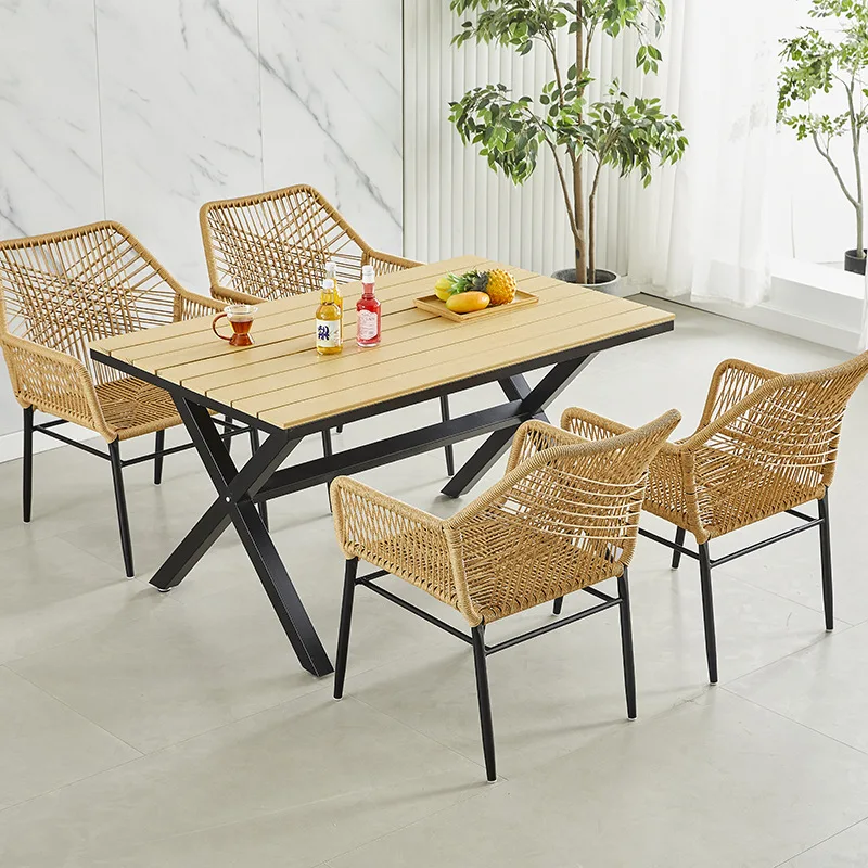 

Outdoor rattan chair Nordic table and chair single chair waterproof rope sun protection designer outdoor villa courtyard stool r
