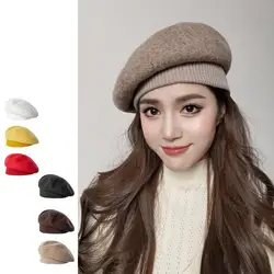 Winter Hats For Women Beret Knitted Wool Deep Brim Keep Warm Large Size Painter Cap Female Casual Fashion New Beanies Vintage