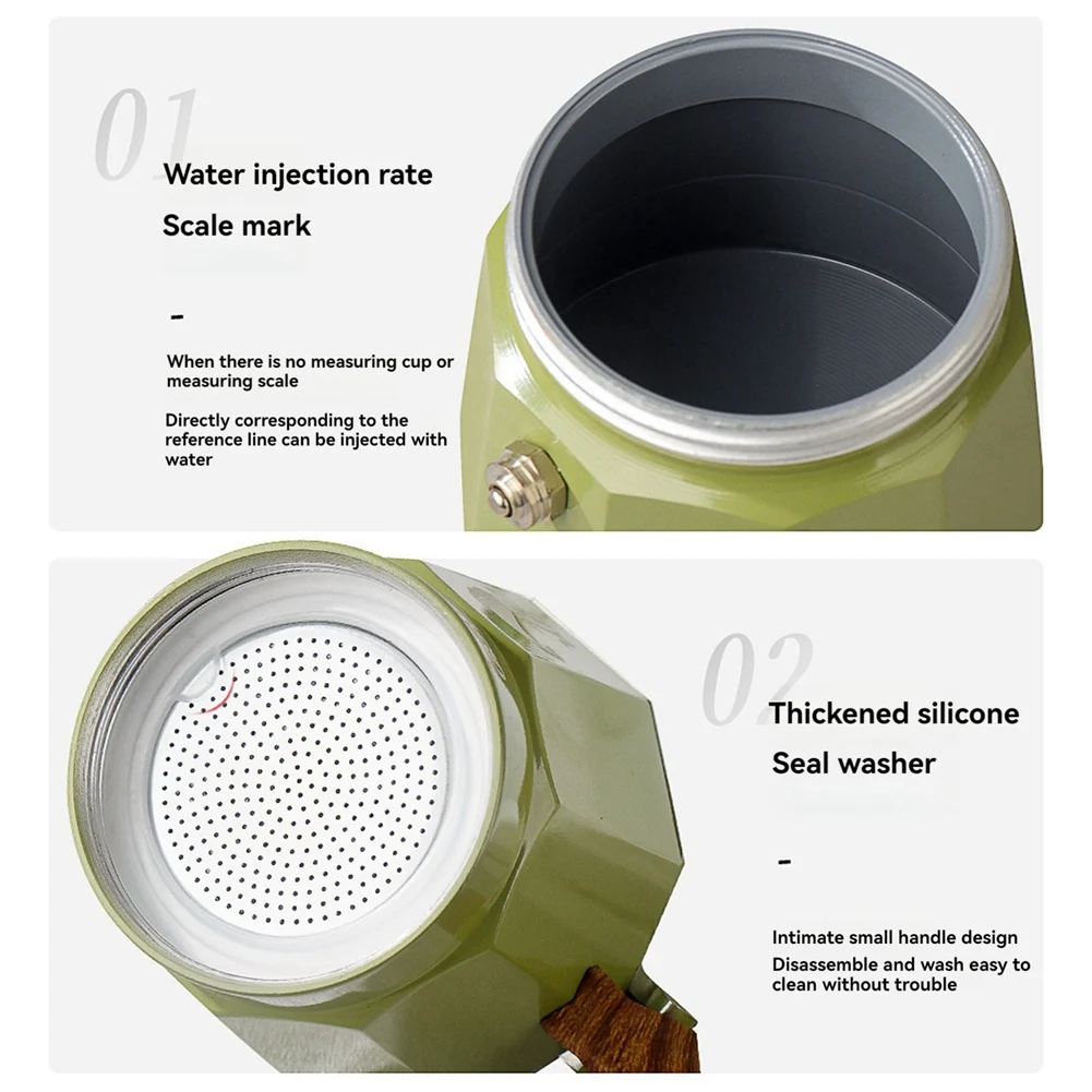 

Кофеварка Moka Pot AT14 150 мл с двойным клапаном, итальянская кофеварка для эспрессо, профессиональные аксессуары для домашнего кофе