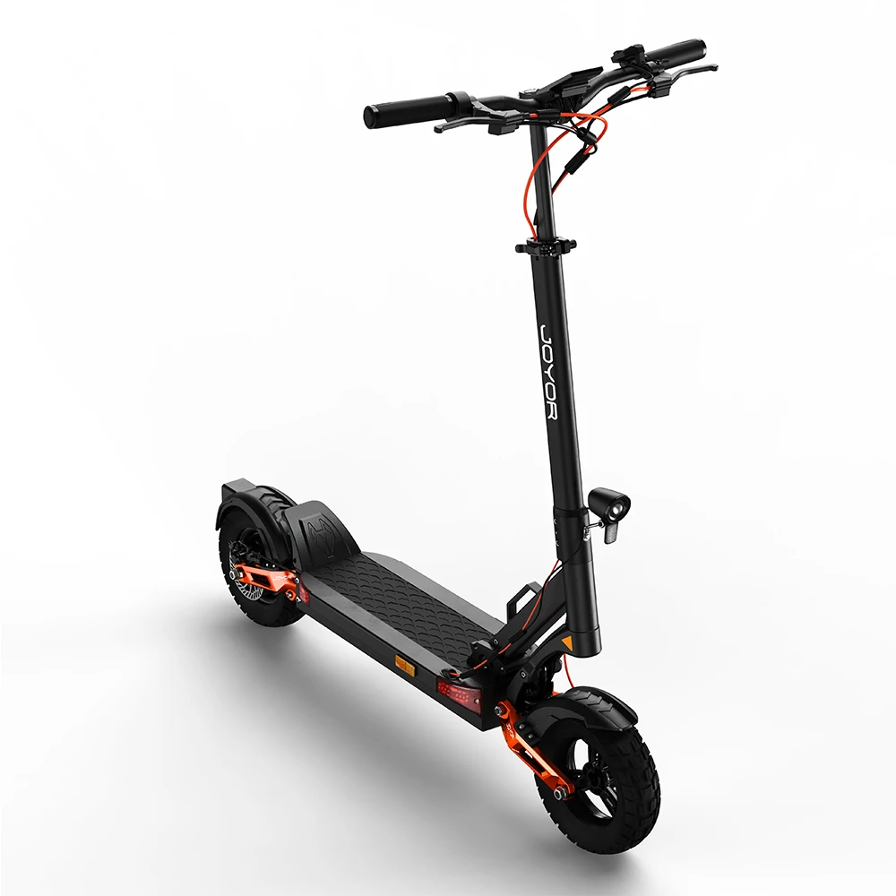 JOYOR T6 Snelle Elektrische Scooter voor Volwassenen | 600W motor, 48V 18Ah batterij, 70 km bereik, 48 km/u maximale snelheid, 10" offroad-banden, dubbele vering & schijfremmen, opvouwbare