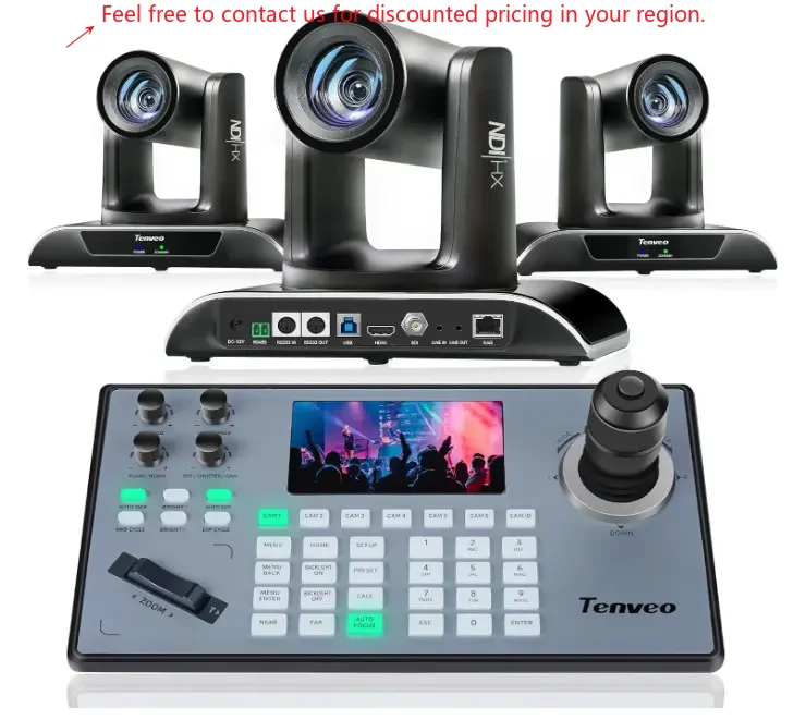 

Tenveo VHD620A-NDI 20x Optical Zoom USB 3.0/HDMI/RJ45/SDI 4D IP Camera Joystick Controller Kit Conference System With 3PCS NDI