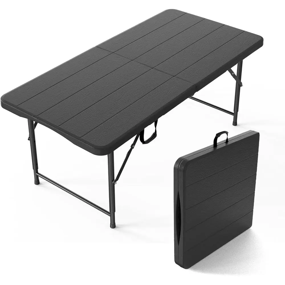 

Portable 3-Level Adjustable Height Plastic Folding Camping Table for Outdoor Picnics, Garden Parties, and Multipurpose Activitie
