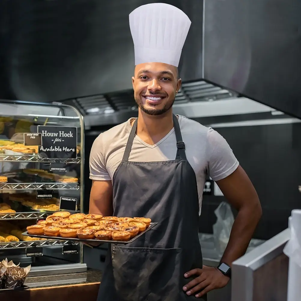 

10 шт. Премиальные одноразовые нетканые шапочки для поваров, безопасные и гигиеничные для приготовления пищи и выпечки, подходят для ресторанов, кухонь, кофеен