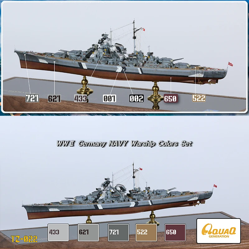 5 Bottle/Set German Warship Pigment Set Eco-Friendly Water-Based Model Paints Scale Model DIY Coloring Supplies